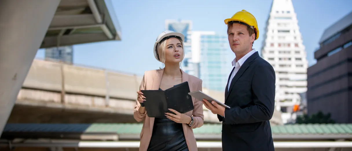 Image of developers and professionals with a modern office interior